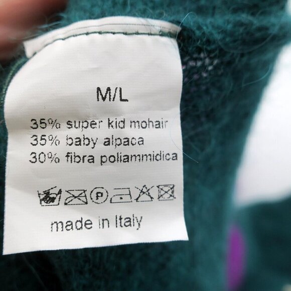 Tricot Pop Pull Iris Violet Super Kid Mohair Baby Alpaca Colorblock Sweater M/L - Picture 5 of 5